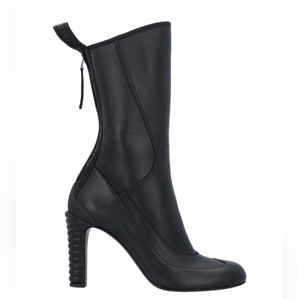 Fendi Panelled Round-Toe Tronchetto Napa Promenade Boots 37.5 /7.5